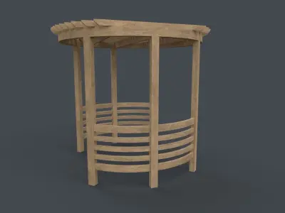 PBR Wooden Pergola Gazebo A6 Low-poly 3D model