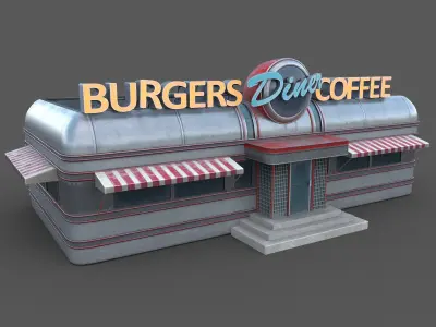 Vintage Diner Worn Game Ready Low-poly 3D model