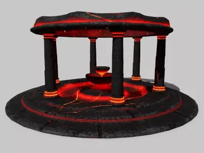 Altar Set fire pit with flames Low-poly 3D model
