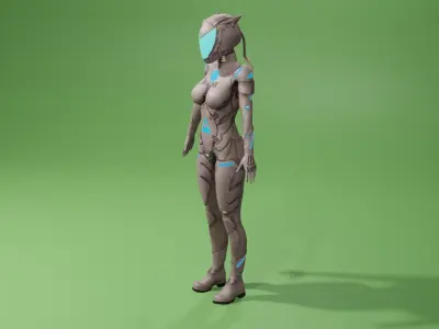 Cyber Girl 2-0 Low-poly 3D model