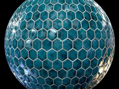 Teal Tile-01-PBR-2k-4k Texture