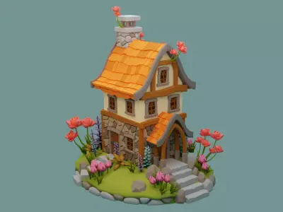 Cartoon House 4 3D model