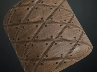 Diamond Pattern Studded Medieval Wood Panels PBR Seamless Texture