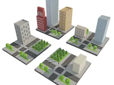 Game City Low-poly 3D model