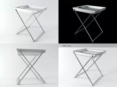 Margarita table with four legs and tray 3D model