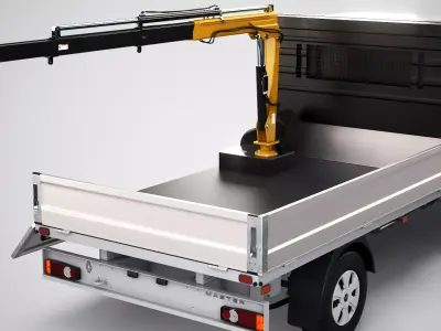 Renault Master Tipper Flatbed Crane Truck PBR Textured Low-poly 3D model
