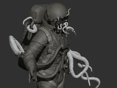 Zombie Astronaut High Poly for 3d Print 3D print model