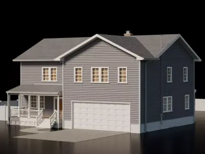American Cottage House 3 Low-poly 3D model