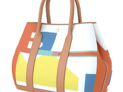Hermes Garden Party Bag Orange Print Low-poly 3D model