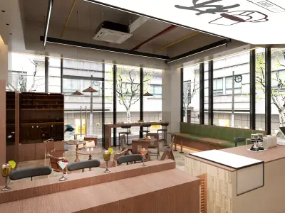 coffee shop Low-poly 3D model