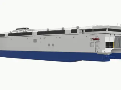 Electric Passenger Catamaran Ferry White 3D model
