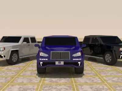 4 Door 4X4 Pick-up Truck Low-poly 3D model