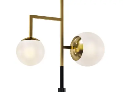 Copper pendant lamp with two balls 3D model