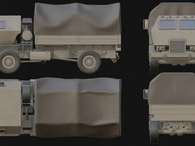 Military 4x4 Light Supply Truck Low-poly 3D model
