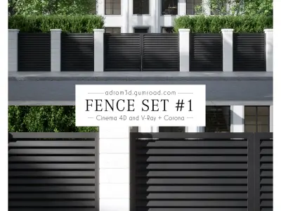 Fence set for Cinema 4D V-Ray and Corona 3D model
