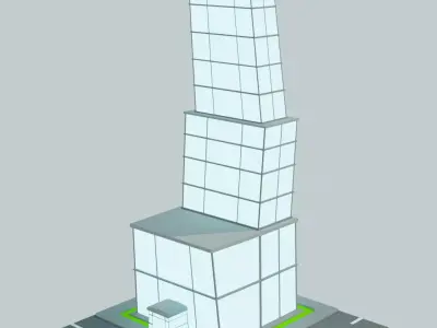 Low poly tower square building Low-poly 3D model