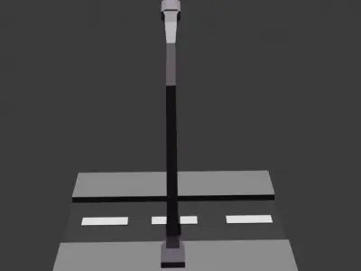 road with pole Low-poly 3D model