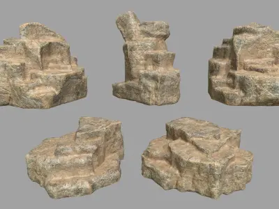 Rock Set Low-poly 3D model