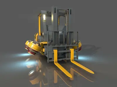 Scifi HoverForklift Low-poly 3D model