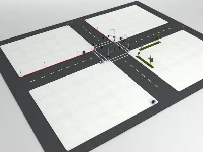 Intersection street with traffic lights 3D model