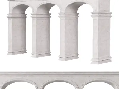 Classic Stone Arcade Facade with Opening Columns  3D model