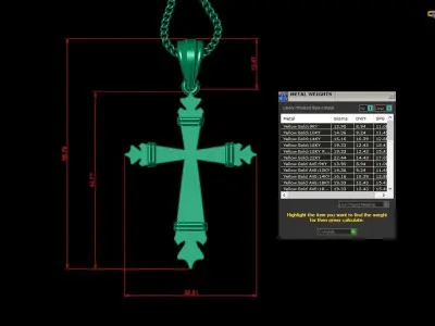 Light Gold 18K Cross Pendant 2CP083 3D print model