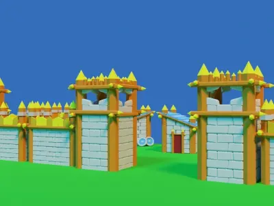 Medieval buildings pack Free low-poly 3D model