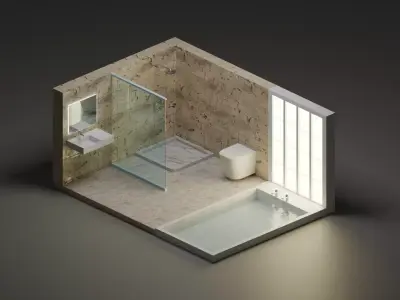 Modern Minimalist Bathroom 3D Model Free 3D model