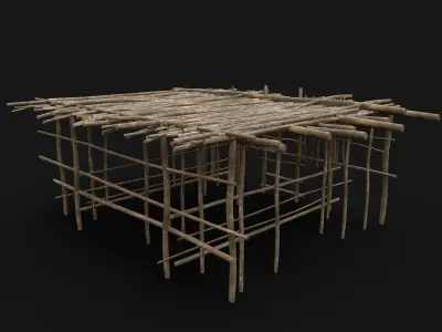 TRIBAL JUNGLE WOODEN PLATFORM CONSTRUCTION BRIDGE PIER AAA Low-poly 3D model