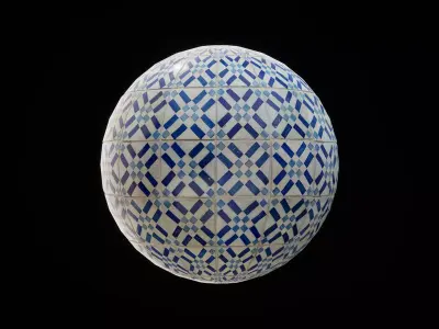 Realistic Old Portuguese Tile PBR Material Texture