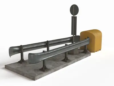 Road safety barrier Low-poly 3D model