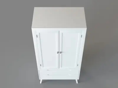 Corrine Modern 2-Drawer Double-Door Bedroom Armoire White 3D model