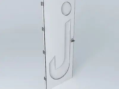 Letter "J", 3D door, very detail with glass, lock and hinger. Free 3D model