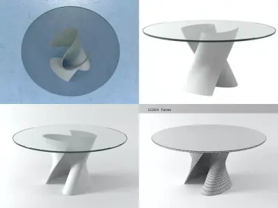 S Table dining with glass top 3D model