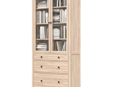 IKEA - HEMNES Cabinet with glass door and 3 drawers with books 3D model