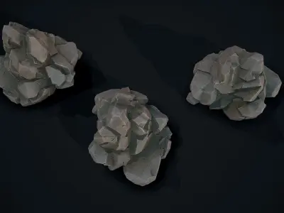 Stylized Gray Stone moss 10 Low-poly 3D model