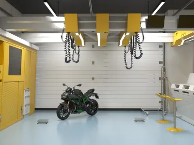  Racing Pit Garage and Sportbike 