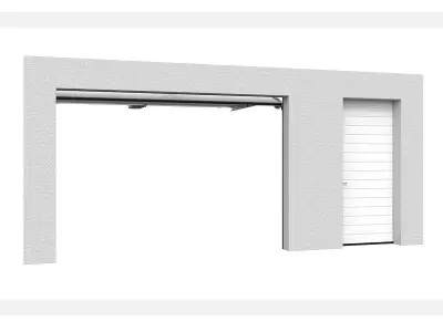 Sectional gates Hormann open and closed with side door 3D model