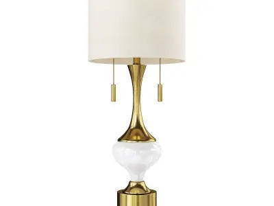 Vintage Antique Gold White Glass Table Lamp Low-poly 3D model