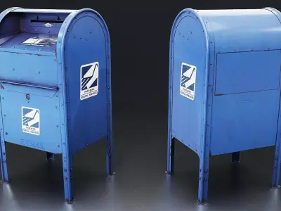 Blue Mailbox Low-poly 3D model