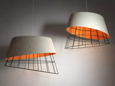 Mono three pendant lights hanging from wall 3D model