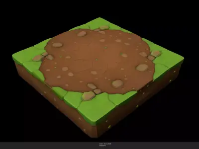 Stylized Grass Tile Game Ready - AI Low-poly 3D model