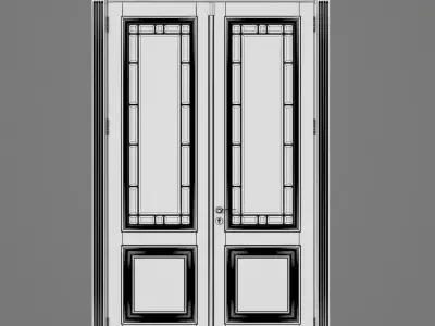Door with glass panels 3D model