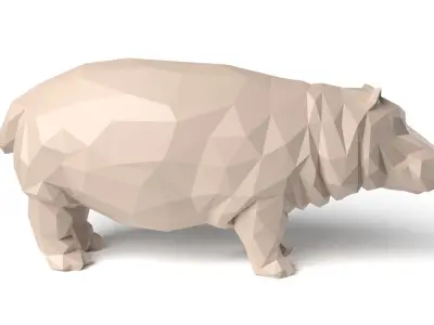 Hippo Low Poligonal Low-poly 3D model