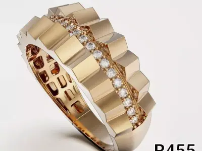 Stepped Channel gold ring 3D print model