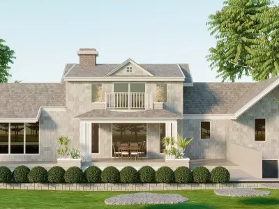 Modern Suburban House Facade 3D model