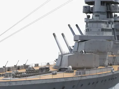 Weathered Naval Warship with Corrosion and Paint Damage Grey Used Rigged for Cinema 4D 3D model