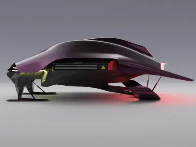 Organic industrial contrast spaceship 3D low poly scifi Low-poly Low-poly 3D model