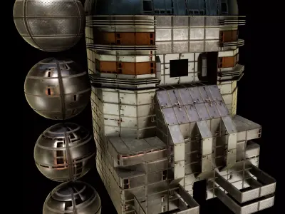 sci fi walls - modular kit Low-poly 3D model purchase