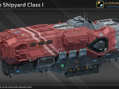 Scifi Mobile Shipyard Class I Low-poly 3D model